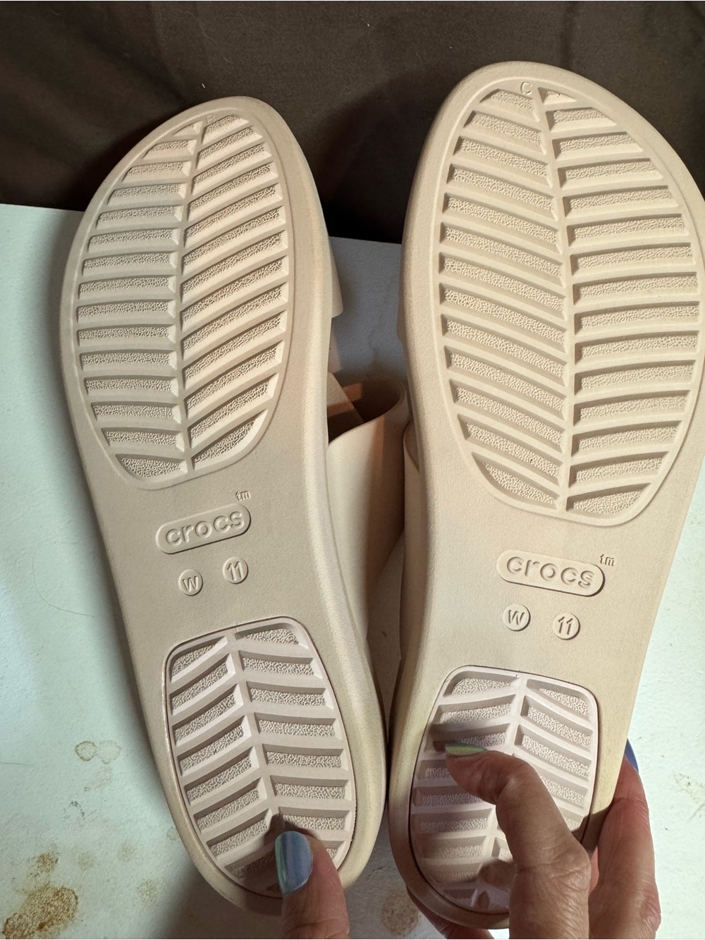 CROCS Dual-Strap Slide Sandals in Blush Pink - Picture 2 of 2